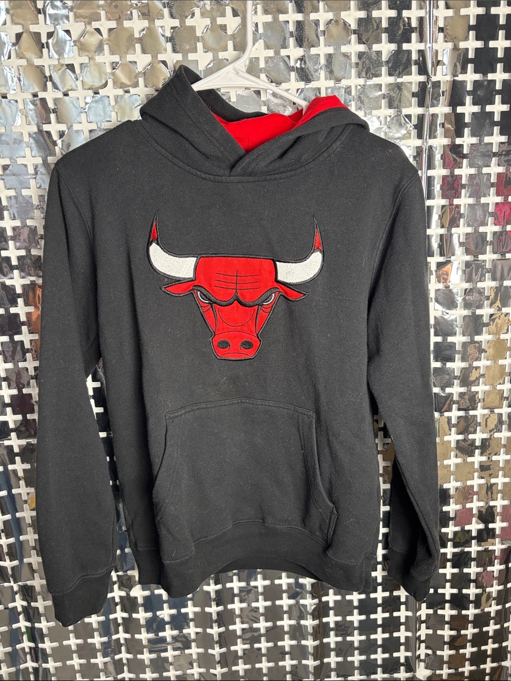 NBA Black Hoodie with Red & White Chicago Bulls Logo